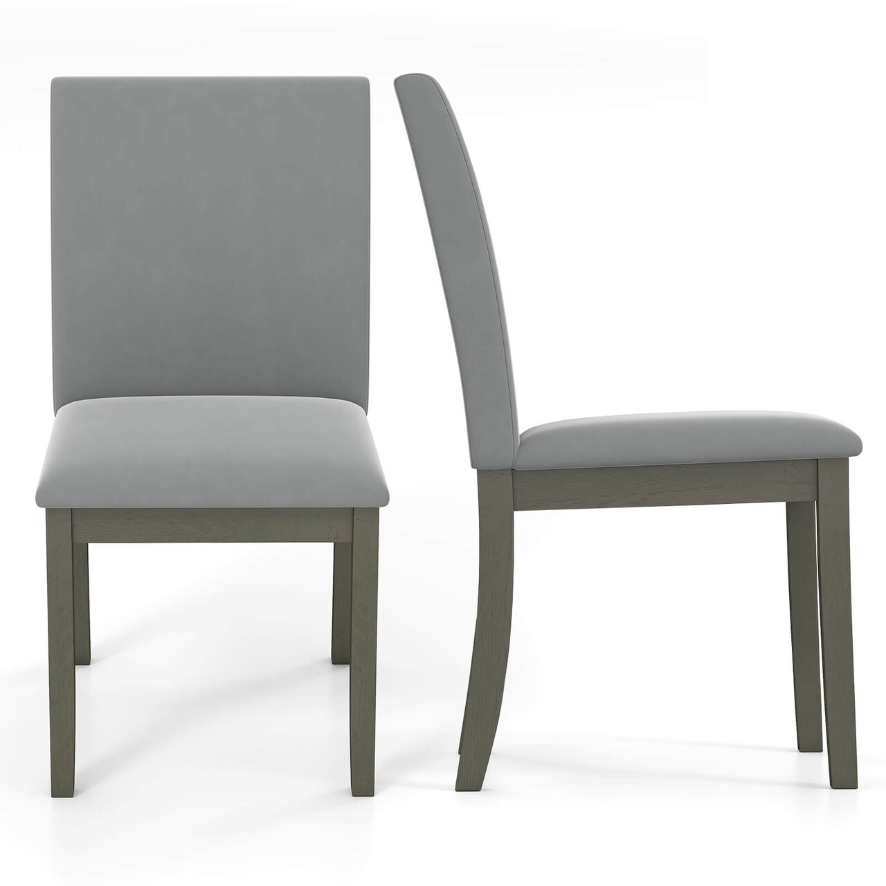 Costway Upholstered Dining Chairs Set of 2/4 with Rubber Wood Legs Padded Seat & High Back